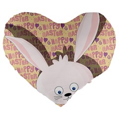 Easter Bunny  Large 19  Premium Flano Heart Shape Cushions by Valentinaart