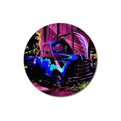 Abstract Artwork Of A Old Truck Magnet 3  (round) by Nexatart