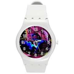 Abstract Artwork Of A Old Truck Round Plastic Sport Watch (m)