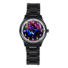 Abstract Artwork Of A Old Truck Stainless Steel Round Watch by Nexatart