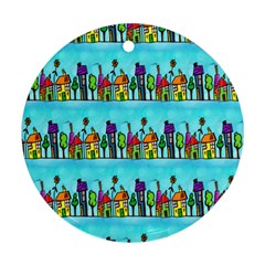 Colourful Street A Completely Seamless Tile Able Design Round Ornament (two Sides) by Nexatart