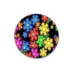 Colourful Snowflake Wallpaper Pattern Magnet 3  (round) by Nexatart