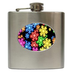 Colourful Snowflake Wallpaper Pattern Hip Flask (6 Oz) by Nexatart
