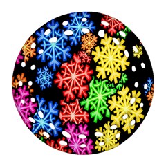 Colourful Snowflake Wallpaper Pattern Round Filigree Ornament (two Sides) by Nexatart