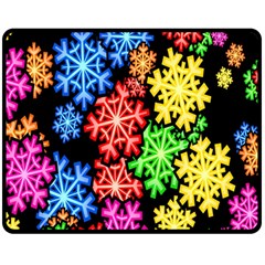 Colourful Snowflake Wallpaper Pattern Double Sided Fleece Blanket (medium) 
