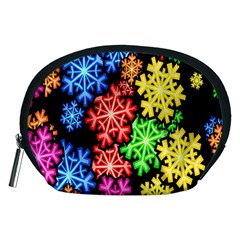 Colourful Snowflake Wallpaper Pattern Accessory Pouches (medium) 