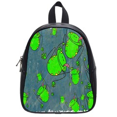 Cartoon Grunge Frog Wallpaper Background School Bags (small)  by Nexatart