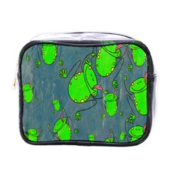 Cartoon Grunge Frog Wallpaper Background Mini Toiletries Bags by Nexatart