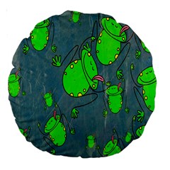 Cartoon Grunge Frog Wallpaper Background Large 18  Premium Round Cushions