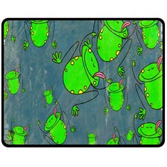 Cartoon Grunge Frog Wallpaper Background Double Sided Fleece Blanket (medium) 