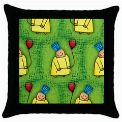 Party Kid A Completely Seamless Tile Able Design Throw Pillow Case (black) by Nexatart