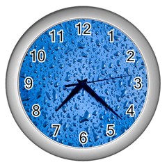 Water Drops On Car Wall Clocks (silver)  by Nexatart