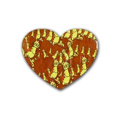 Cartoon Grunge Cat Wallpaper Background Heart Coaster (4 Pack)  by Nexatart
