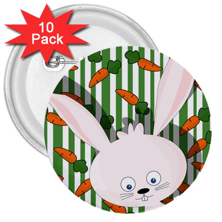 Easter bunny  3  Buttons (10 pack) 