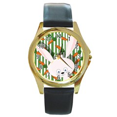 Easter bunny  Round Gold Metal Watch