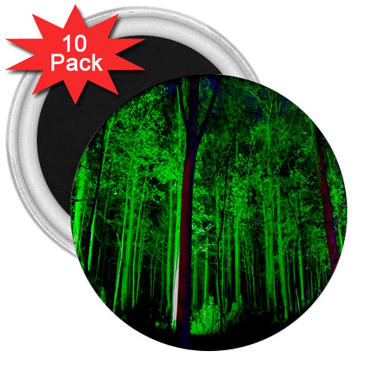 Spooky Forest With Illuminated Trees 3  Magnets (10 pack) 