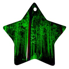 Spooky Forest With Illuminated Trees Star Ornament (two Sides) by Nexatart