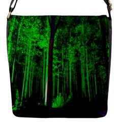 Spooky Forest With Illuminated Trees Flap Messenger Bag (s) by Nexatart