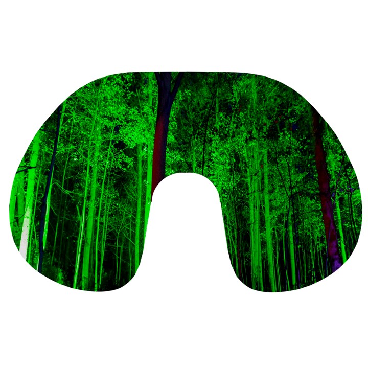 Spooky Forest With Illuminated Trees Travel Neck Pillows