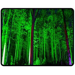 Spooky Forest With Illuminated Trees Double Sided Fleece Blanket (medium) 