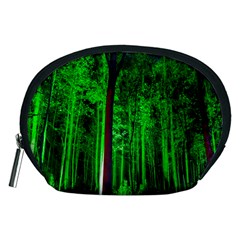 Spooky Forest With Illuminated Trees Accessory Pouches (medium)  by Nexatart