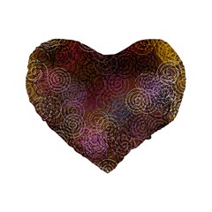 2000 Spirals Many Colorful Spirals Standard 16  Premium Heart Shape Cushions by Nexatart