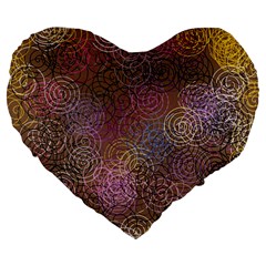 2000 Spirals Many Colorful Spirals Large 19  Premium Flano Heart Shape Cushions by Nexatart