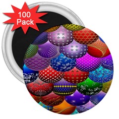 Fun Balls Pattern Colorful And Ornamental Balls Pattern Background 3  Magnets (100 Pack) by Nexatart