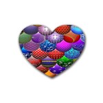 Fun Balls Pattern Colorful And Ornamental Balls Pattern Background Heart Coaster (4 pack)  Front