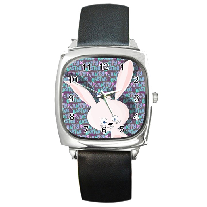 Easter bunny  Square Metal Watch