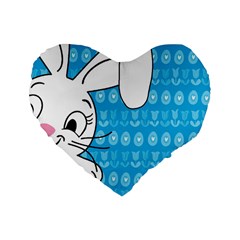 Easter Bunny  Standard 16  Premium Flano Heart Shape Cushions by Valentinaart