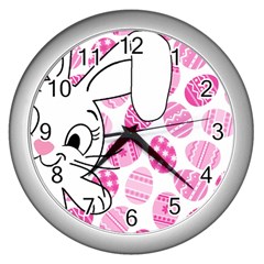 Easter Bunny  Wall Clocks (silver)  by Valentinaart