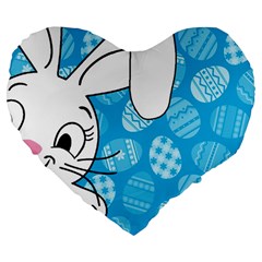 Easter Bunny  Large 19  Premium Flano Heart Shape Cushions by Valentinaart