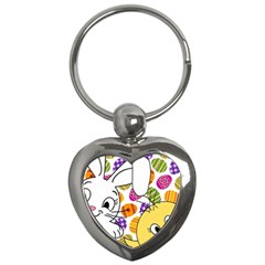 Easter Bunny And Chick  Key Chains (heart)  by Valentinaart