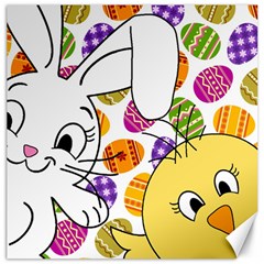 Easter Bunny And Chick  Canvas 12  X 12   by Valentinaart