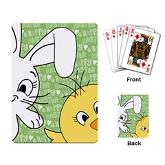 Easter Bunny And Chick  Playing Card by Valentinaart
