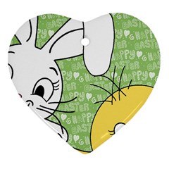 Easter Bunny And Chick  Heart Ornament (two Sides) by Valentinaart
