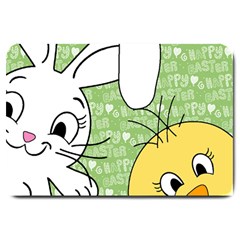 Easter Bunny And Chick  Large Doormat  by Valentinaart