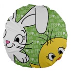 Easter bunny and chick  Large 18  Premium Round Cushions Front