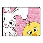 Easter bunny and chick  Double Sided Fleece Blanket (Small)  45 x34  Blanket Front