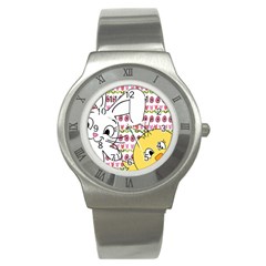 Easter Bunny And Chick  Stainless Steel Watch by Valentinaart