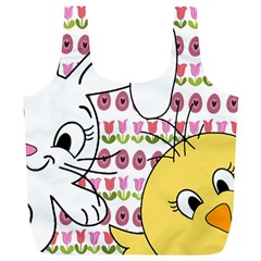 Easter Bunny And Chick  Full Print Recycle Bags (l)  by Valentinaart