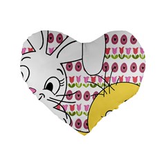 Easter Bunny And Chick  Standard 16  Premium Flano Heart Shape Cushions by Valentinaart