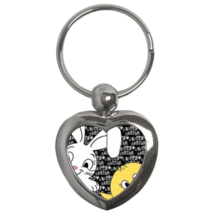 Easter bunny and chick  Key Chains (Heart) 