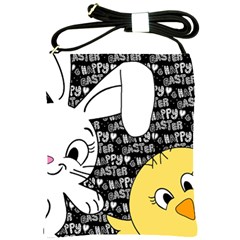 Easter Bunny And Chick  Shoulder Sling Bags by Valentinaart