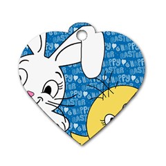 Easter Bunny And Chick  Dog Tag Heart (two Sides) by Valentinaart