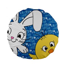Easter Bunny And Chick  Standard 15  Premium Flano Round Cushions by Valentinaart