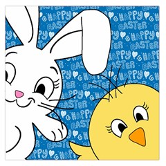 Easter Bunny And Chick  Large Satin Scarf (square) by Valentinaart