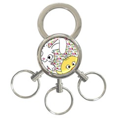 Easter Bunny And Chick  3-ring Key Chains