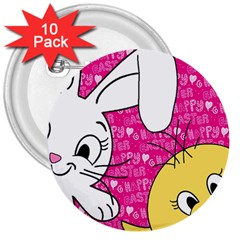 Easter Bunny And Chick  3  Buttons (10 Pack)  by Valentinaart